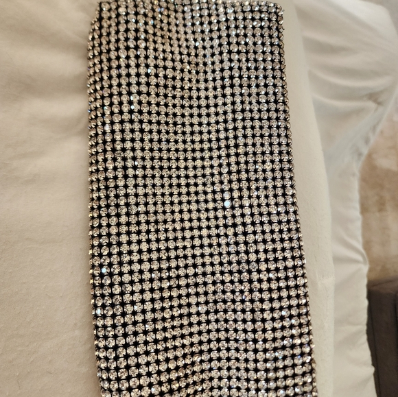 Marciano Silver Crystal Clutch w/ Chain - Picture 2 of 5